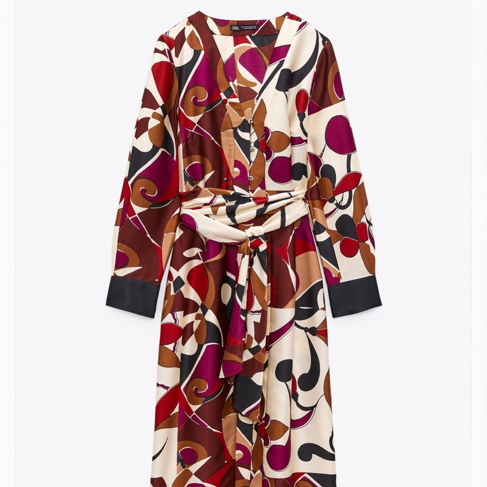 NWT Zara printed shirt dress multicolored size S
